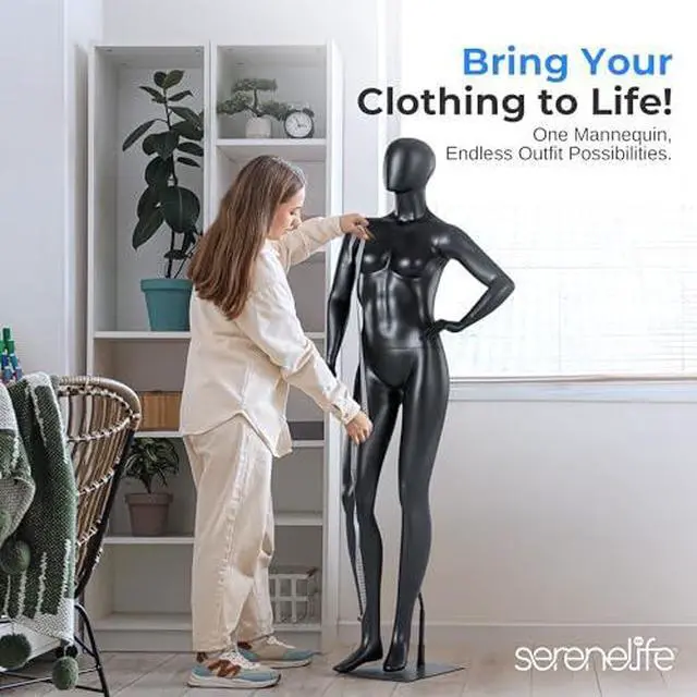 Alt view image 7 of 7 - SereneLife Premium Female Mannequin  68.9" Life-Size Dress Form with Realistic Face, Rotating Head, Flexible Limbs, Detachable Body & Sturdy Metal Base for Boutiques, Exhibits & Fashion Display