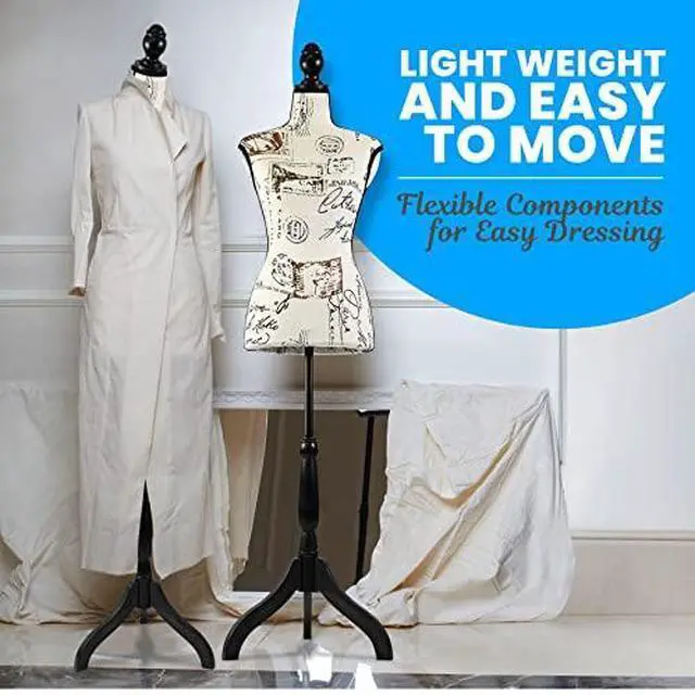 Alt view image 7 of 7 - SereneLife Female Torso Mannequin Display - Sturdy and Durable, Adjustable Dress Form (52-64"), Lightweight, Easy-to-Assemble, Stable Tripod Stand, Smooth Surface for Retail Clothing Display
