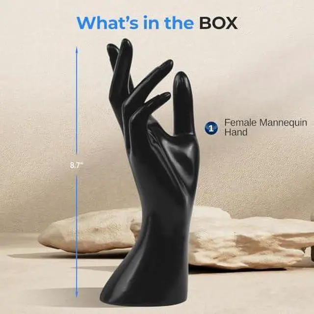 Alt view image 2 of 7 - SereneLife Jewelry Hand Display Holder, 8.7-Inch Long Female Mannequin Hand, Perfect for Showcasing Rings, Bracelets, Bangles, Watches, Gloves, Sturdy, Stylish Display for Accessories