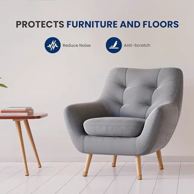 Alt view image 2 of 6 - Serenelife Chair Leg Floor Protectors - 24 Rubber Furniture Leg Covers & End Caps for Hardwood Floors - Anti-Slip & Scratch Protect Floors - Fits Furniture & Chair Legs 1.05 in - 1.5 in - Brown