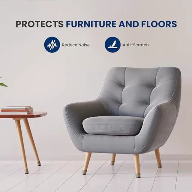 Alt view image 2 of 6 - Serenelife Chair Leg Floor Protectors - 24 Rubber Furniture Leg Covers & End Caps For Hardwood Floors - Anti-Slip & Scratch Protect Floors - Fits Furniture & Chair Legs 1.05 IN - 1.55 IN Black