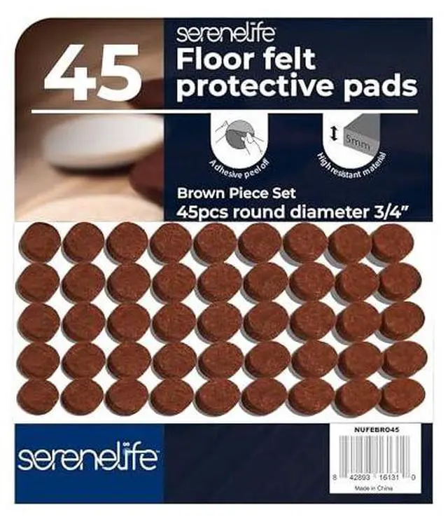 Main image of Serenelife Felt Furniture Pads - 45 Premium ¾ Inch Felt Floor Protectors | Protect Hardwood, Laminate & Tile Flooring | Furniture Sliders | Moving Supplies | Easy Installation | Noise Reducing