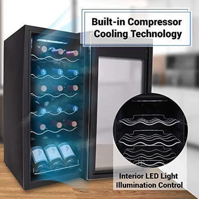 Alt view image 3 of 7 - NutriChef PKCWC18 Cooler, 18 Bottle, Stainless Steel