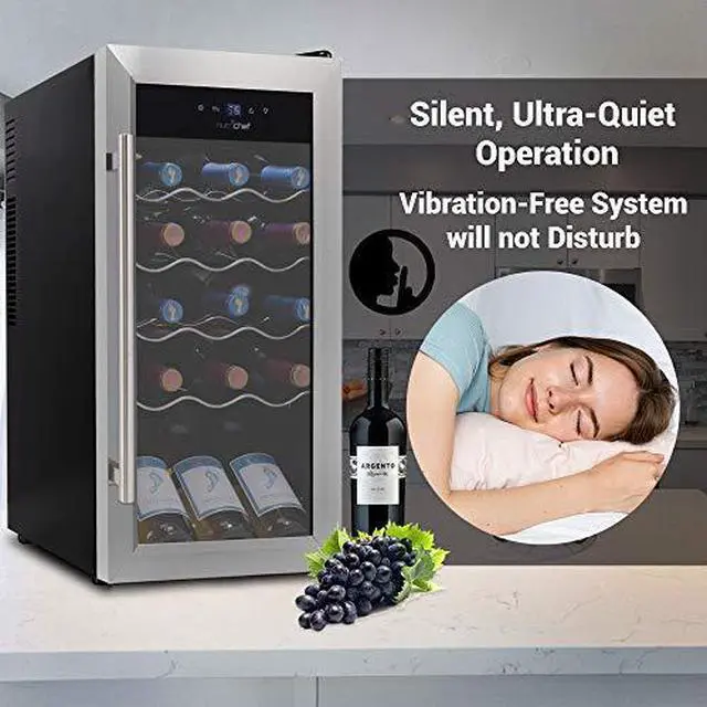 Alt view image 6 of 7 - NutriChef PKCWC18 Cooler, 18 Bottle, Stainless Steel