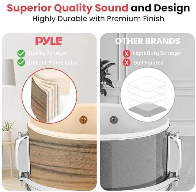 Alt view image 4 of 6 - Pyle Kids Drum Set, 3 Piece Beginner Junior Drummer Kit with 13" Bass Drum, Snare, Tom, Cymbal, Adjustable Throne, Mutes, Drumsticks, Natural