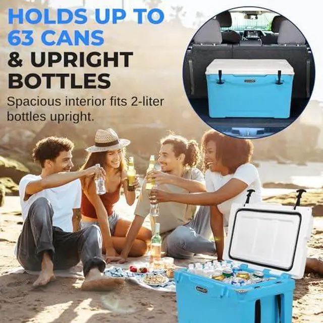 Alt view image 2 of 7 - SereneLife Ultra-Tough 75 Quart Rotomolded Cooler Box with Wheels, Holds Upto 104 Cans, Keeps Ice Up to 5 Days, Heavy-Duty Insulated Portable Ice Chest Box, Ideal for Camping, Beach, and Outdoors
