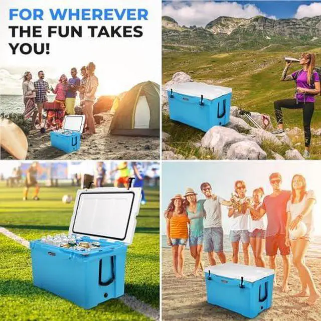 Alt view image 6 of 7 - SereneLife Ultra-Tough 75 Quart Rotomolded Cooler Box with Wheels, Holds Upto 104 Cans, Keeps Ice Up to 5 Days, Heavy-Duty Insulated Portable Ice Chest Box, Ideal for Camping, Beach, and Outdoors