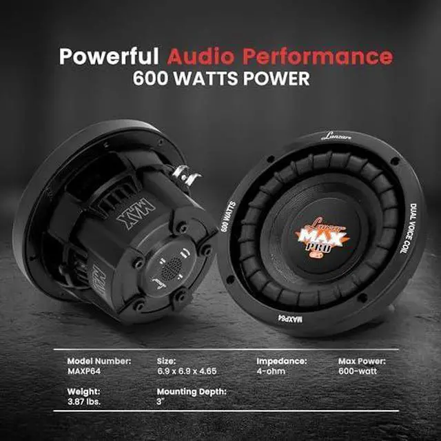 Alt view image 18 of 18 - Lanzar MAXP64 Max Pro 6.5 Inch 600 Watt Power 4 Ohm Car Subwoofer Audio System