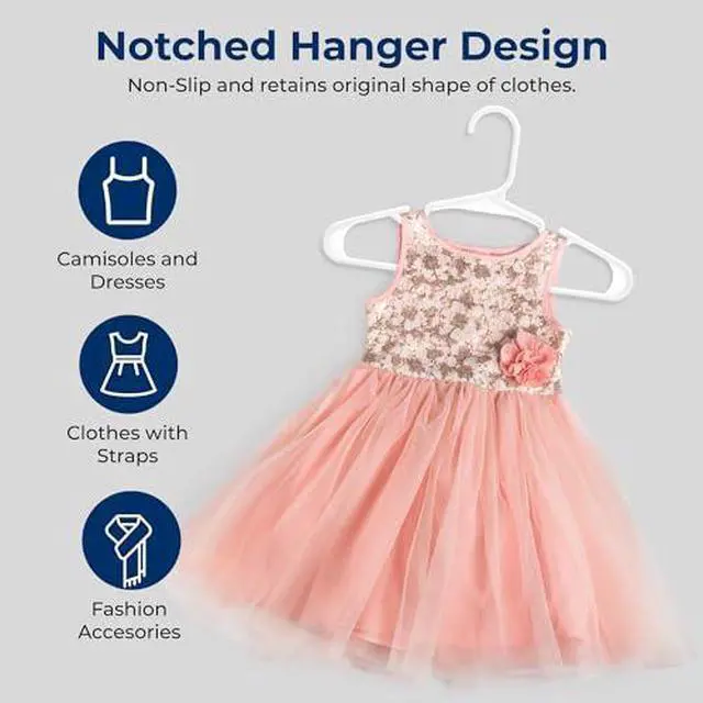 Alt view image 3 of 7 - SereneLife 60 Pack Plastic Kids Hangers  Non-Slip Baby Hangers for Closet, Space-Saving Thin Design for Organizing Clothes, Infant, Toddler, and Newborn Clothing (White)