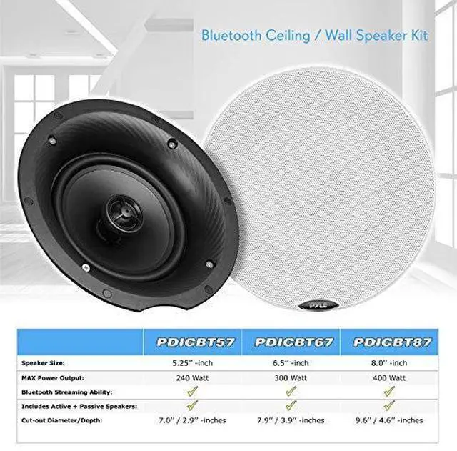 Alt view image 12 of 14 - PYLE PDICBT87 DUAL 8.0iIN BT CEILING OR WALL SPEAKER KIT