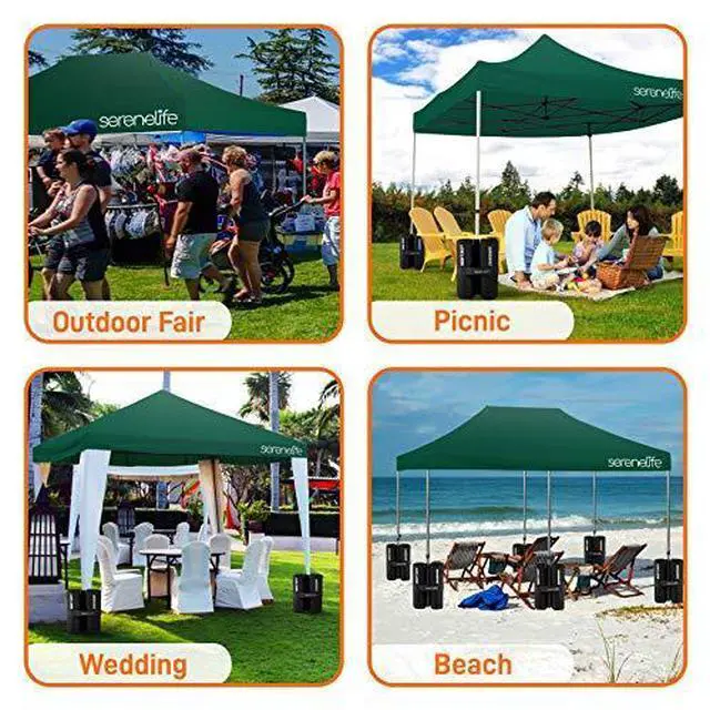 Alt view image 5 of 7 - Pop Up Canopy Tent 10x20-Commercial Instant Shelter Foldable/Collapsible Sun Shade Canopy Pop Up Tent w/Waterproof Tent Top, Portable Carry Bag & Sand Bag - SereneLife SLGZ20FG (Forest Green)