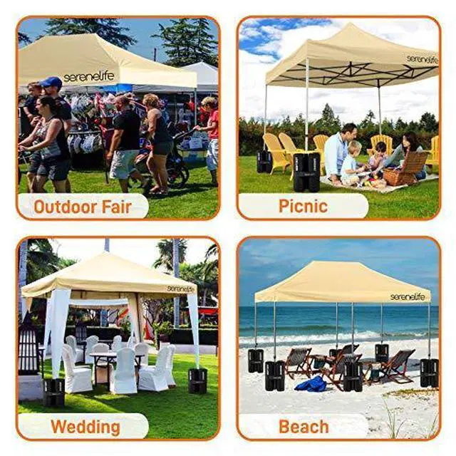 Alt view image 5 of 7 - Pop Up Canopy Tent 10x15 - Commercial Instant Shelter Foldable/Collapsible Sun Shade Canopy Pop Up Tent w/Waterproof Tent Top, Portable Carry Bag & Sand Bag - SereneLife SLGZ15K (Khaki)