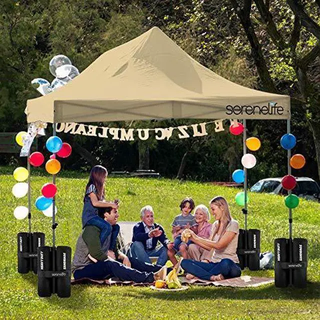 Alt view image 7 of 7 - Pop Up Canopy Tent 10x15 - Commercial Instant Shelter Foldable/Collapsible Sun Shade Canopy Pop Up Tent w/Waterproof Tent Top, Portable Carry Bag & Sand Bag - SereneLife SLGZ15K (Khaki)