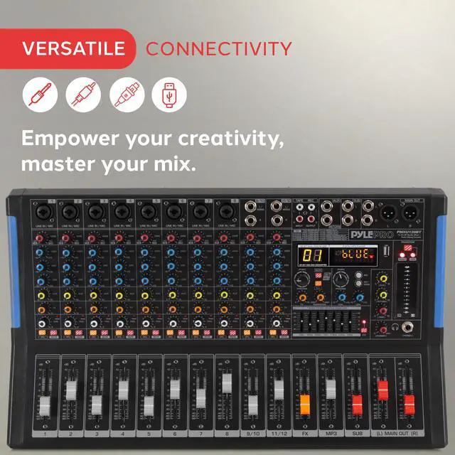 Alt view image 5 of 7 - Pyle 12-Ch. Bluetooth Studio Mixer - DJ Controller Audio Mixing Console System