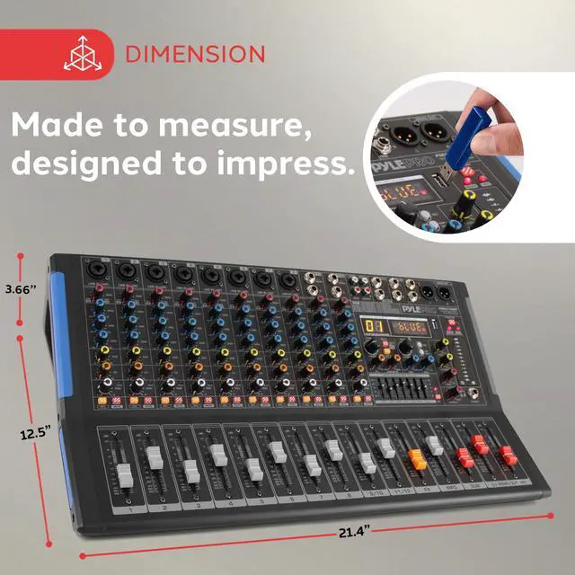 Alt view image 3 of 7 - Pyle 12-Ch. Bluetooth Studio Mixer - DJ Controller Audio Mixing Console System