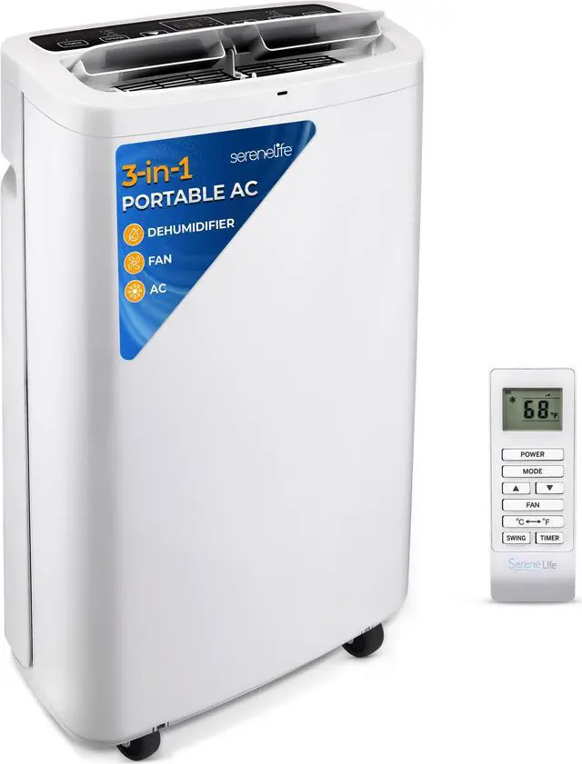 Alt view image 2 of 6 - SereneLife SLPAc14 SLPAc Portable Air conditioner compact Home Ac cooling Unit with Built-in Dehumidifier  Fan Modes, Quiet Operation, Includes Window Mount Kit, 14,000 BTU, White