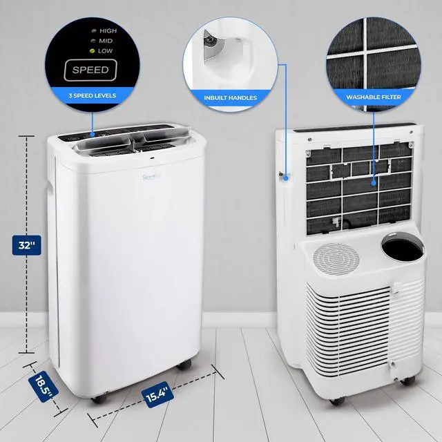 Alt view image 5 of 6 - SereneLife SLPAc14 SLPAc Portable Air conditioner compact Home Ac cooling Unit with Built-in Dehumidifier  Fan Modes, Quiet Operation, Includes Window Mount Kit, 14,000 BTU, White
