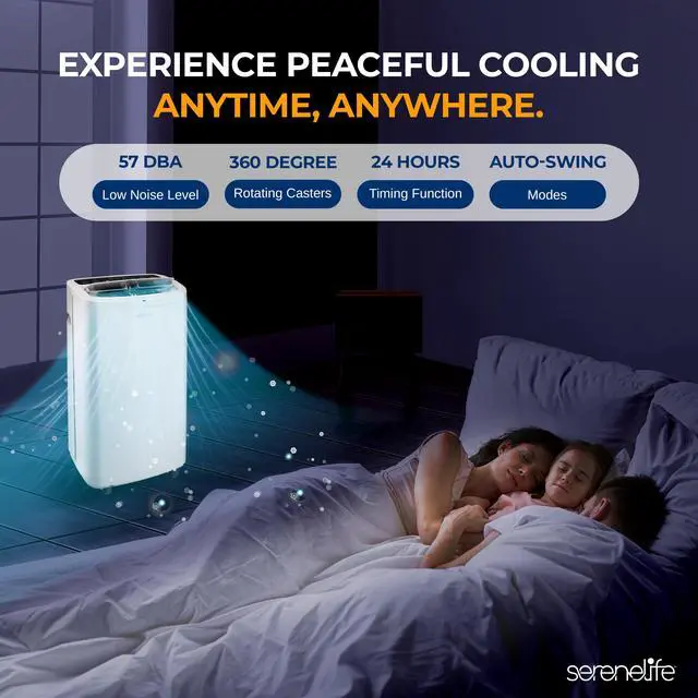 Alt view image 4 of 6 - SereneLife SLPAc14 SLPAc Portable Air conditioner compact Home Ac cooling Unit with Built-in Dehumidifier  Fan Modes, Quiet Operation, Includes Window Mount Kit, 14,000 BTU, White