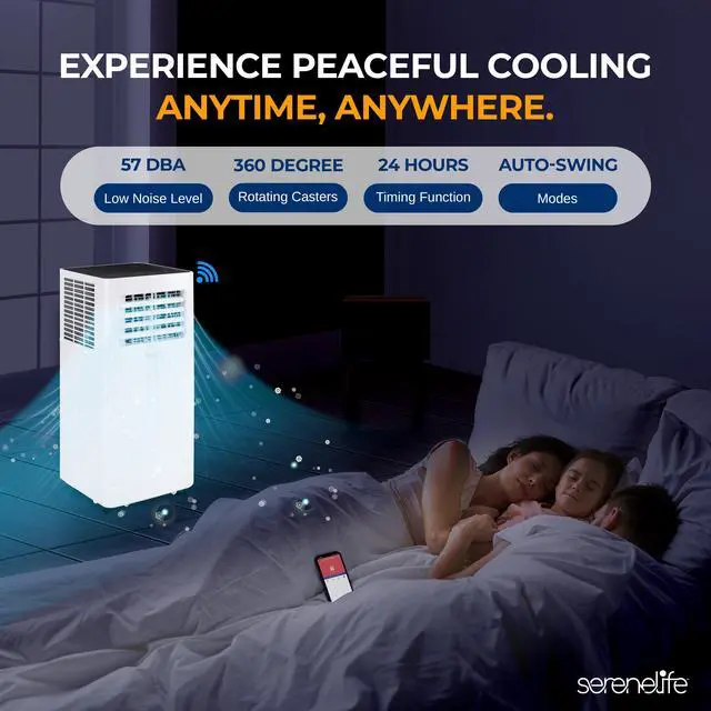 Alt view image 5 of 6 - SereneLife SLPAc805W Portable Air conditioner - compact Home Ac cooling Unit with Built-in Dehumidifier  Fan Modes, Includes Window Mount Kit (8,000 BTU), White