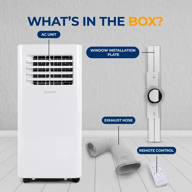 Alt view image 6 of 6 - SereneLife SLPAc805W Portable Air conditioner - compact Home Ac cooling Unit with Built-in Dehumidifier  Fan Modes, Includes Window Mount Kit (8,000 BTU), White