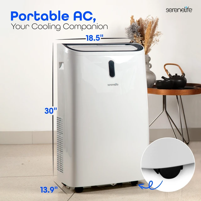 Alt view image 2 of 7 - Serene Life Portable Air Conditioner - 12000 BTU Cooling Capacity (ASHRAE) Compact Home A/C Cooling Unit with Built-in Dehumidifier & Fan Modes, Includes Window Mount Kit (White)