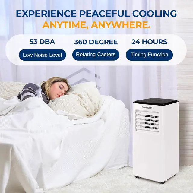 Alt view image 5 of 7 - Serene Life Single Duct Portable Air Conditioner and Heater - 8000 BTU Cooling Capacity Compact Home A/C Cooling and Heating Unit with Built-in Dehumidifier & Fan Modes (White)