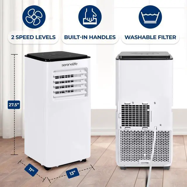 Alt view image 6 of 7 - Serene Life Single Duct Portable Air Conditioner and Heater - 8000 BTU Cooling Capacity Compact Home A/C Cooling and Heating Unit with Built-in Dehumidifier & Fan Modes (White)