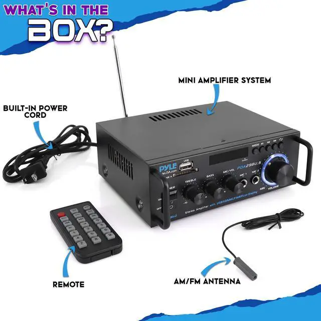 Alt view image 7 of 7 - Pyle Wireless BT Stereo Power Amplifier - Blue Series Compact and Audio Streaming Amp with RCA & Speaker Terminals