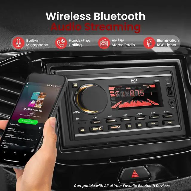 Alt view image 5 of 7 - Pyle Bluetooth MP3 Radio Receiver Double DIN - AM/FM/USB/AUX LCD Display with Remote - PLR2DN