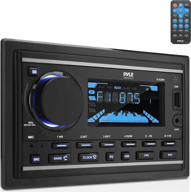 Alt view image 3 of 7 - Pyle Bluetooth MP3 Radio Receiver Double DIN - AM/FM/USB/AUX LCD Display with Remote - PLR2DN