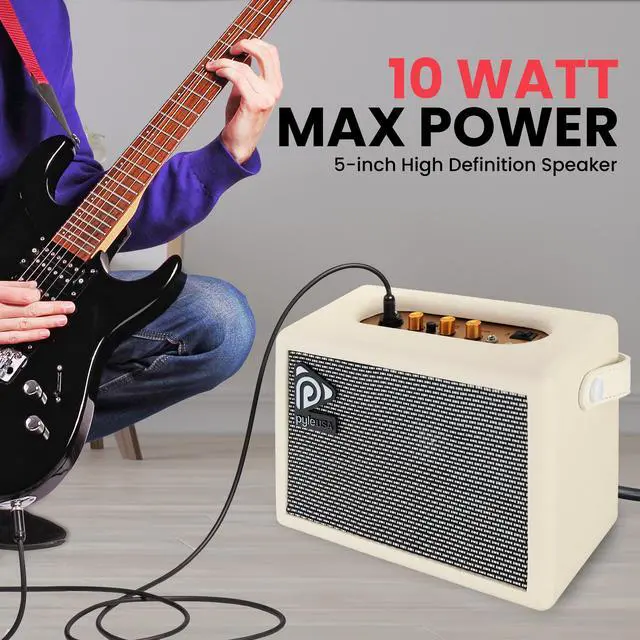 Alt view image 4 of 7 - Pyle Electronic Guitar Amplifier - 5" High-Definition Speaker with Volume, Bass & Treble Controls - PGTAMPL232