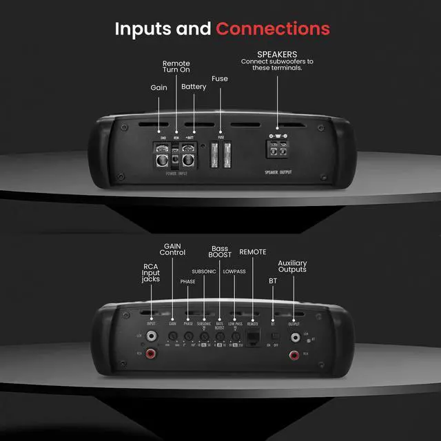 Alt view image 3 of 7 - Pyle Mono-Block Mosfet Amplifier - 1-Ch 1000W Max, Bluetooth Invincible Series Amplifier - INV500DBA