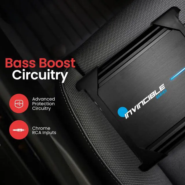 Alt view image 5 of 7 - Pyle Mono-Block Mosfet Amplifier - 1-Ch 1000W Max, Bluetooth Invincible Series Amplifier - INV500DBA