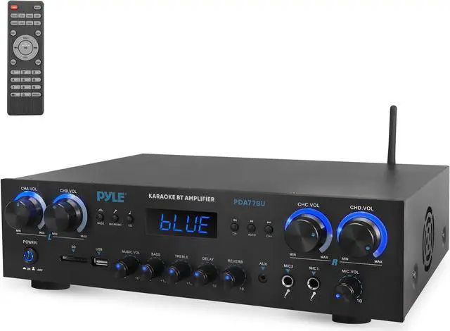Main image of Pyle Compact Home Theater Amplifier Stereo Receiver - Bluetooth, USB, SD, FM Radio, 800W Max PDA77BU