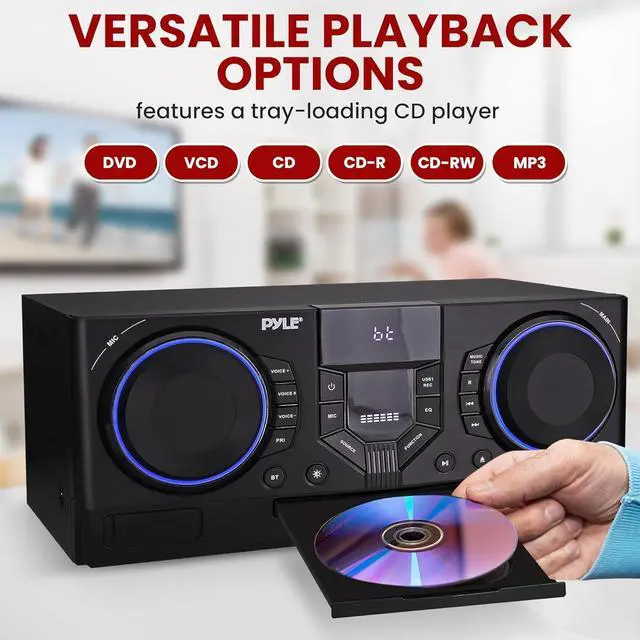 Alt view image 2 of 7 - Pyle Mini Hi-Fi Bluetooth Stereo System - 4-Piece Home Audio System with MP3, USB, FM Radio, DSP-Tech, and Remote Control - PHSKR33