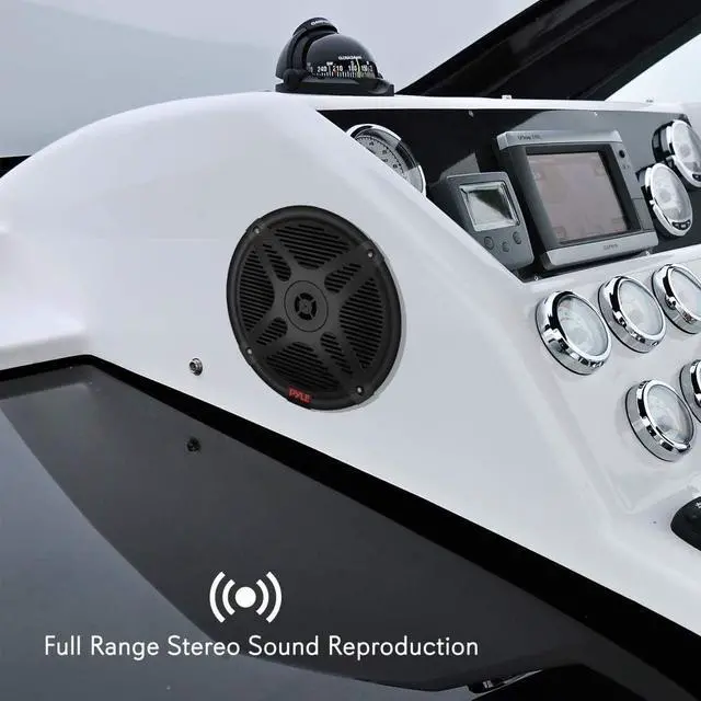 Alt view image 7 of 7 - Pyle 6.5 Waterproof Marine Speakers with Wireless RF Streaming - Dual Coaxial Speakers for Boat, Car, and Off-Road Use - PLMRF65SB