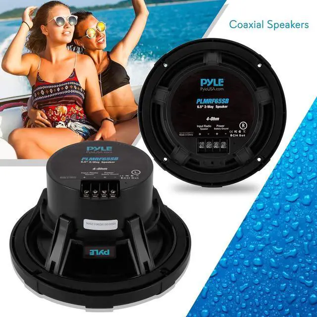 Alt view image 6 of 7 - Pyle 6.5 Waterproof Marine Speakers with Wireless RF Streaming - Dual Coaxial Speakers for Boat, Car, and Off-Road Use - PLMRF65SB