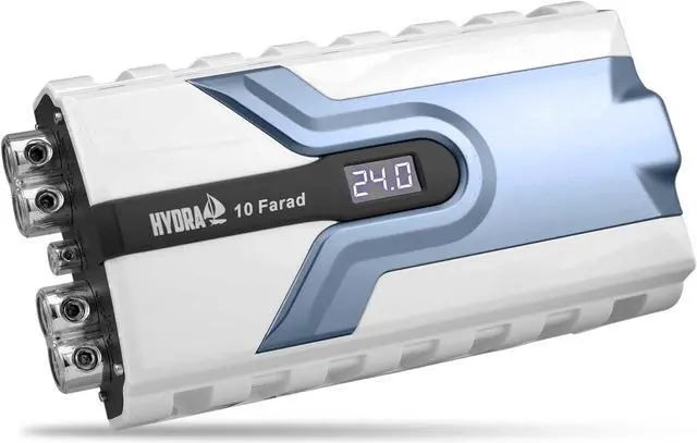 Alt view image 2 of 7 - Pyle 1.0 Farad Digital Power Capacitor - High-Performance Car Audio Accessory with Blue Digital Display