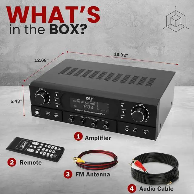 Alt view image 3 of 7 - Pyle Home Theater Wireless BT Streaming Receiver Amplifier - 2x30W Dual Channel System with MP3/USB/FM Radio