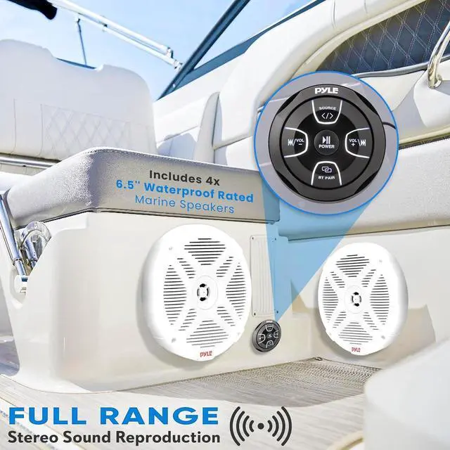 Alt view image 3 of 7 - Pyle 6.5'' Waterproof Marine Speakers with Amplified Wireless Bluetooth Control Unit - PLMRKT401 - 4pc