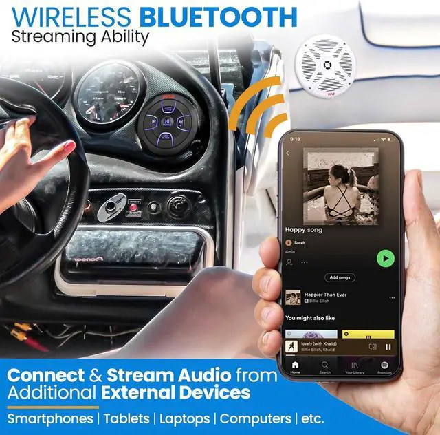 Alt view image 5 of 7 - Pyle 6.5'' Waterproof Marine Speakers with Amplified Wireless Bluetooth Control Unit - PLMRKT401 - 4pc