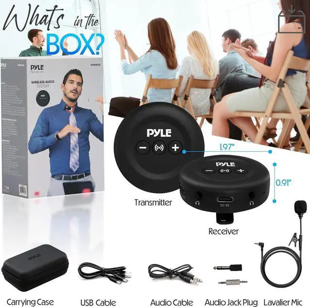 Alt view image 4 of 7 - Pyle Wireless Transmitter and Receiver Set - 3.5mm AUX & RCA Input/Output - PDWMU20