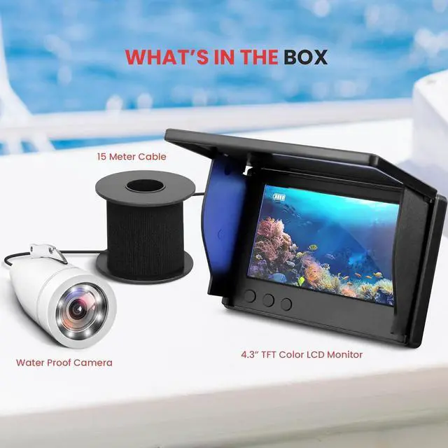 Alt view image 2 of 7 - Pyle 4.3'' Portable LCD Monitor Underwater Fishing Camera - 12 Infrared Lights - PLMRCT43WT - White