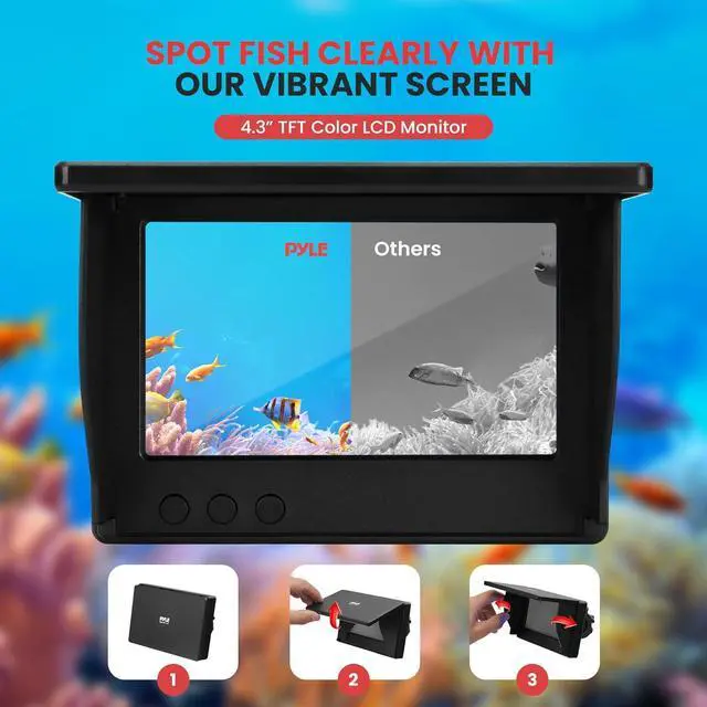 Alt view image 5 of 7 - Pyle 4.3'' Portable LCD Monitor Underwater Fishing Camera - 12 Infrared Lights - PLMRCT43BK - Black