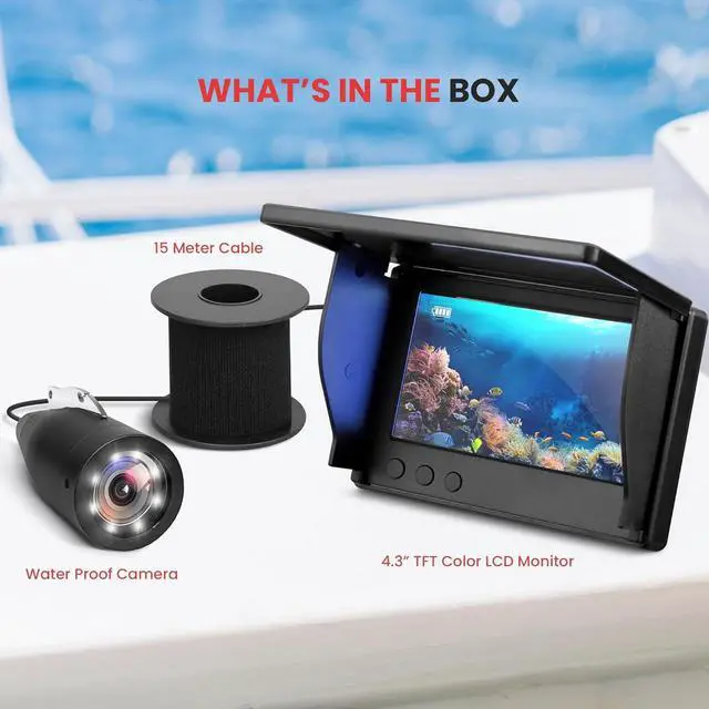 Alt view image 2 of 7 - Pyle 4.3'' Portable LCD Monitor Underwater Fishing Camera - 12 Infrared Lights - PLMRCT43BK - Black