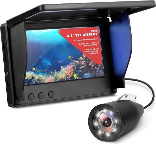 Alt view image 4 of 7 - Pyle 4.3'' Portable LCD Monitor Underwater Fishing Camera - 12 Infrared Lights - PLMRCT43BK - Black