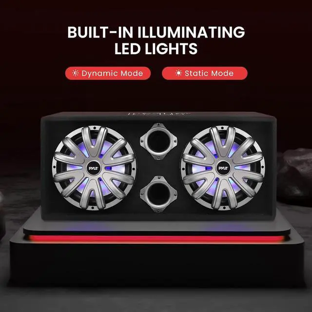 Alt view image 6 of 7 - Pyle 12'' Dual Subwoofer Box System - Rear Vented Design with LED Lights - PLBS122LE