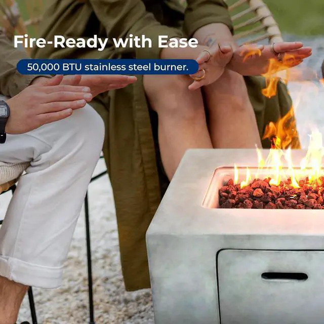 Alt view image 3 of 7 - SereneLife Propane Gas Fire Pit Table - 50,000 BTU with Cover for Outdoor Use - SLNFCNY78