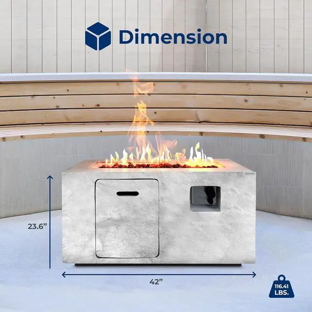 Alt view image 6 of 7 - SereneLife Propane Gas Fire Pit Table - 50,000 BTU with Cover for Outdoor Use - SLNFCNY78