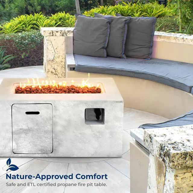 Alt view image 5 of 7 - SereneLife Propane Gas Fire Pit Table - 50,000 BTU with Cover for Outdoor Use - SLNFCNY78